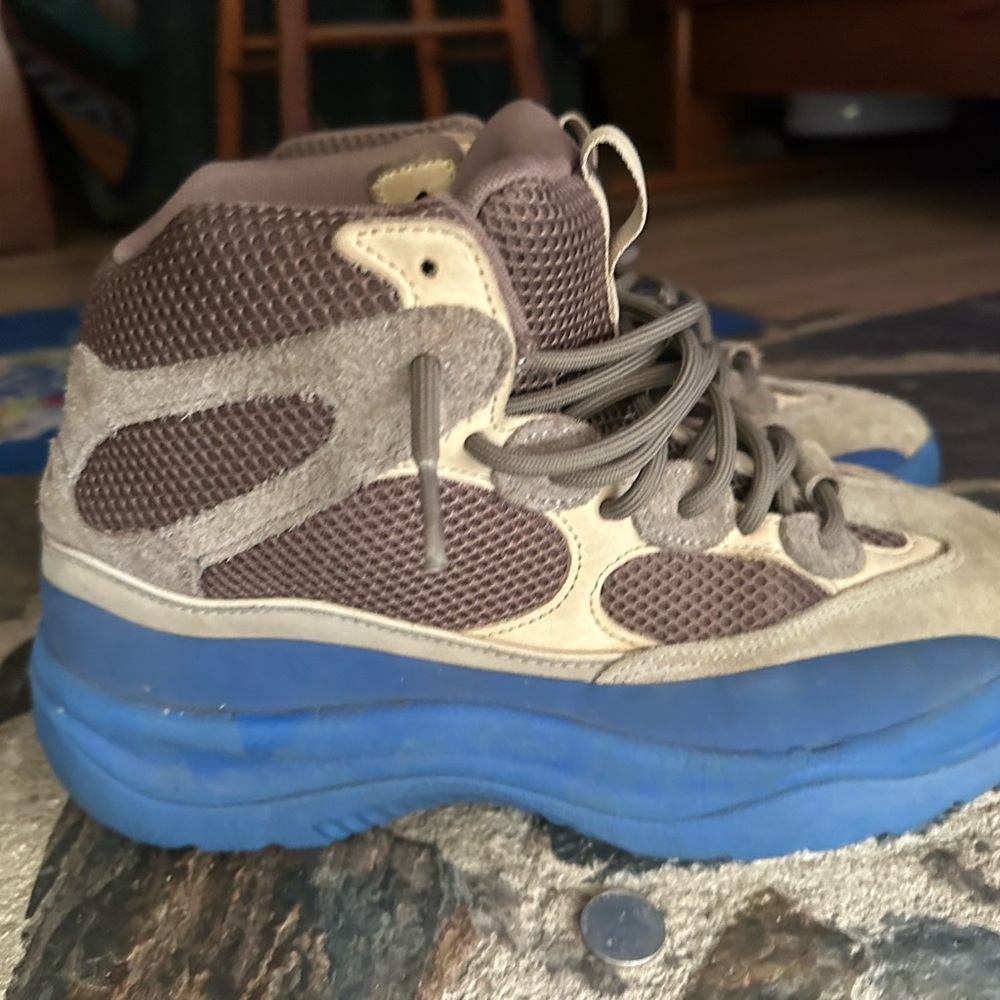 Yeezy Brown and Blue High-Top Boots